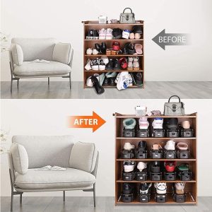 Porta Scarpe Salvaspazio Organizer Regolabile Nero in Plastica 10 Pezzi - 2