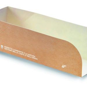 Porta Hot Dog Aperto 250x70x50 H in Cartoncino Avana Compostabile 50 Pezzi
