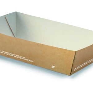 Vaschetta Porta Fritto 100x68x45 H in Cartoncino Avana Compostabile 50 Pezzi