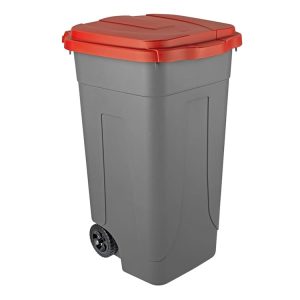Bidone Carrellato 80 LT in Polipropilene con Fondo Grigio Coperchio Vari Colori - 8