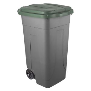 Bidone Carrellato 80 LT in Polipropilene con Fondo Grigio Coperchio Vari Colori - 9