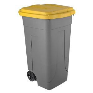Bidone Carrellato 80 LT in Polipropilene con Fondo Grigio Coperchio Vari Colori - 7