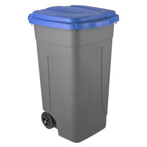 Bidone Carrellato 80 LT in Polipropilene con Fondo Grigio Coperchio Vari Colori - 2