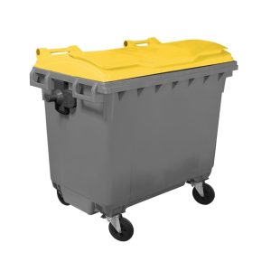 Cassonetto Industriale 4 RUOTE 1100 LT in PEHD con Fondo Grigio e Coperchio - 6