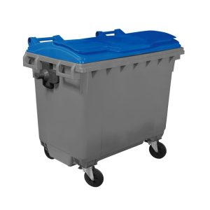 Cassonetto Industriale 4 RUOTE 1100 LT in PEHD con Fondo Grigio e Coperchio