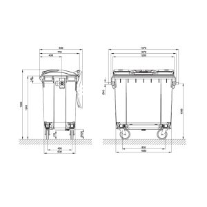 Cassonetto Industriale 4 RUOTE 770 LT in PEHD con Fondo Grigio e Coperchio - 2