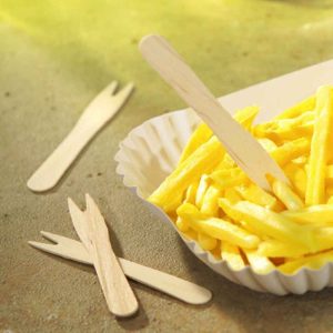 Forchettine 2 Punte in Legno Naturale Finger Food Biodegradabile 1000 Pezzi - 2