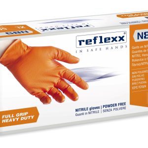 Guanti Nitrile Arancio Senza Polvere Full Grip Reflexx N85 DPI III 8,4 Gr 50 Pz - 8