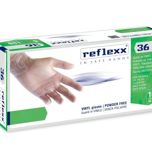 Guanti Vinile Trasparenti senza Polvere Reflexx 36 DPI III DM I 4,2 Gr 100 Pz - 8