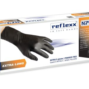 Guanti Nitrile Neri senza Polvere Reflexx N79 Plus DPI III DM I 7,7 Gr 50 Pz - 7