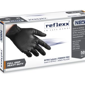 Guanti Nitrile Neri Senza Polvere Full Grip Reflexx N85 DPI III 8,4 Gr 50 Pz - 6