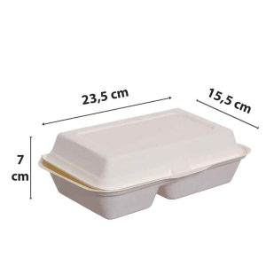 Contenitore Monouso in Polpa di Cellulosa con Coperchio da Asporto 25 Pezzi - 3