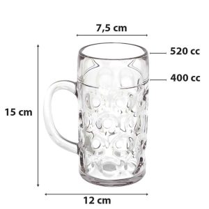 Boccale Birra Trasparente Infrangibile Simil Vetro 520 CC e 1320 CC - 2