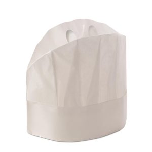 Cappello Chef Chiuso Bianco in Carta Crespata 20 Pezzi Varie Altezze - 1
