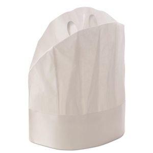 Cappello Chef Chiuso Bianco in Carta Crespata 20 Pezzi Varie Altezze - 3