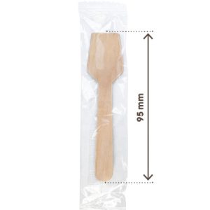 Paletta Gelato Monouso in Legno Naturale Biodegradabile 95mm Imbustate 100 Pezzi