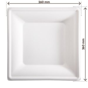 Piatto Quadrato Monouso in Polpa di Cellulosa Compostabile 260x260 mm 50 Pezzi - 1