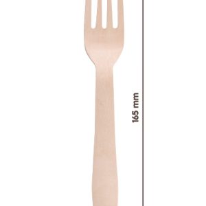 Forchetta Monouso in Legno Naturale Biodegradabile 165 mm 100 Pezzi - 1