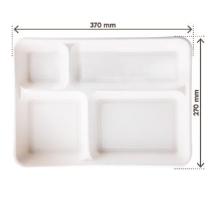 Vassoio 4 Scomparti Monouso Compostabile e Biodegradabile - 270x370 mm 40 Pezzi