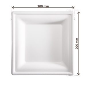 Piatto Quadrato Monouso in Polpa di Cellulosa Compostabile 200x200 mm 50 Pezzi - 1