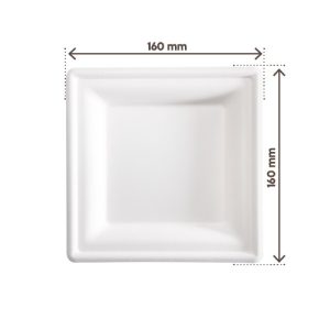 Piatto Quadrato Monouso in Polpa di Cellulosa Compostabile 160x160 mm 50 Pezzi