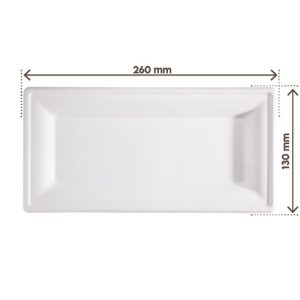 Piatto Rettangolare in Polpa di Cellulosa Compostabile 130x260 mm 50 Pezzi
