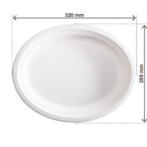 Piatto Ovale Monouso in Polpa di Cellulosa Compostabile 255x320 mm 50 Pezzi - 1
