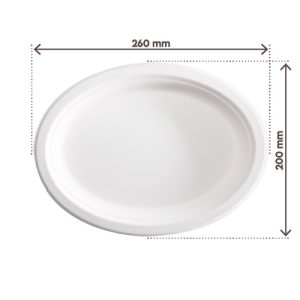 Piatto Ovale Monouso in Polpa di Cellulosa Compostabile 200x260 mm 50 Pezzi - 1