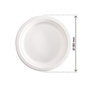 Piatto Tondo Piano Monouso in Polpa di Cellulosa Compostabile Ø180 mm 50 PZ - 1