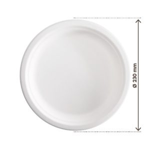 Piatto Tondo Piano Monouso in Polpa di Cellulosa Compostabile Ø230 mm 50 PZ - 1