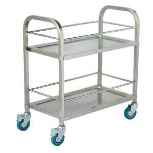 Carrello Portavivande in Acciaio Inox con 2 Piani di Appoggio