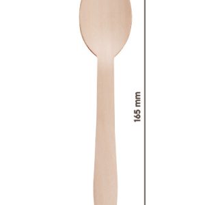 Cucchiaio Monouso in Legno Naturale Biodegradabile 165 mm 100 Pezzi - 1
