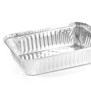 Vaschette Alluminio Rettangolare Bordo L 2 Porzioni Basso 213x148x41H 100 Pezzi