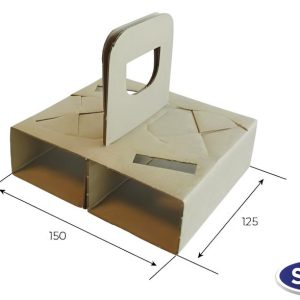 Cestino da Asporto Porta Bicchieri 2 Fori con Maniglia 150x125 MM 100 Pezzi