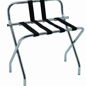 Reggivaligia Pieghevole da Camera Hotel con Spondina e Cinghie Cromato Lucido