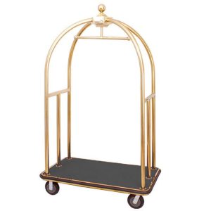 Carrello Portavaligie con Appendiabiti in Acciaio Inox Finitura Ottonata