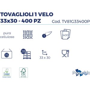 Tovagliolo Monovelo 33x30 Cm in Pura Cellulosa 400 Pezzi - 2