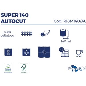 Asciugamano a Rotolo 2 Veli Pura Cellulosa 140 Mt Senza Pretaglio 6 Rotoli - 2