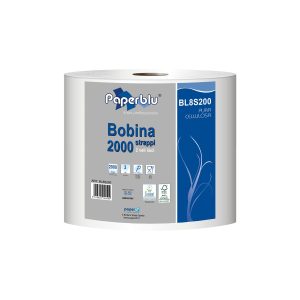 Bobina Industriale 2 Veli in Pura Cellulosa 2000 Strappi 494 Mt Strappo 25x26 Cm - 1