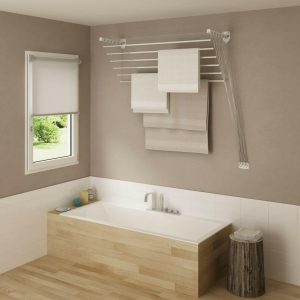 Stendibiancheria a Saliscendi a Parete e Soffitto in Acciaio Plastificato 140 Cm - 4