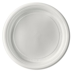 Piatto Piano 220 MM Bianco in Polipropilene Infrangibile Riutilizzabile 50 Pezzi