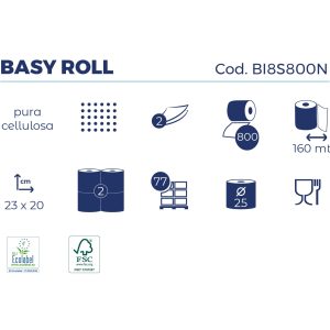 Bobina Industriale 2 Veli in Pura Cellulosa 800 Strappi 160 Mt 23x20 Cm 2 Rotoli - 2