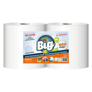 Coppia Bobina Industriale 2 Veli in Pura Cellulosa 800 Strappi H 25 Cm 2 Rotoli