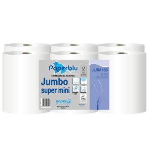 Carta Igienica Mini Jumbo 2 Veli in Pura Cellulosa Micro Goffrata 12 Rotoli