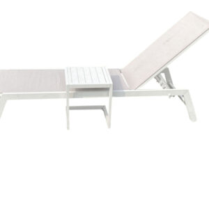 Set 2 Lettini Prendisole Impilabili in Alluminio con Ruote + Tavolino Bianco - 2