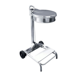Portasacco Mobile Inox 110L  Con Pedale HACCP, Coperchio e Ruote Anti-Traccia - 1