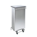 Contenitore Mobile a Pedale Inox 110L  Con Ruote, Frontale Apribile e HACCP