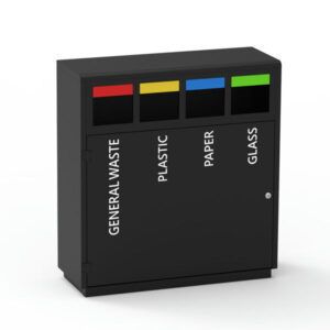 Postazione Raccolta Differenziata 4 Scomparti Acciaio Verniciato Nero 160 Lt - 1