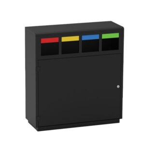 Postazione Raccolta Differenziata 4 Scomparti Acciaio Verniciato Nero 160 Lt - 2