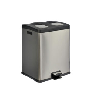 Pattumiera Raccolta Differenziata 2x30L a Pedale, Inox Satinato e Coperchio - 1